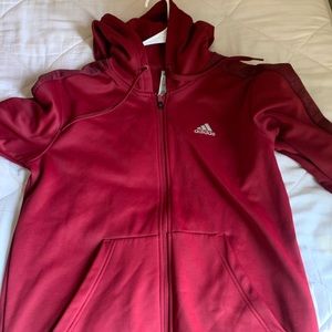Maroon adidas zip up hoodie